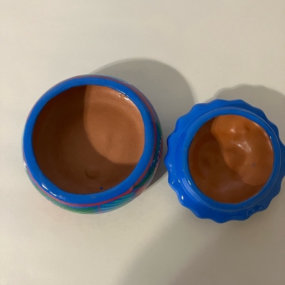 Handcrafted Terracotta Sun Trinket Dish Hand Painted Made In Mexico - Picture 4 of 6